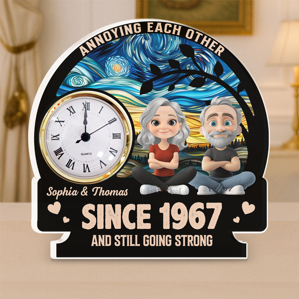 Annoying Each Other - Personalized Custom Acrylic Desk Clock Plaque