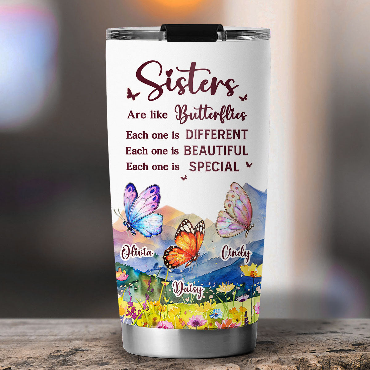 Sisters Are Like Butterflies - Personalized Custom Tumbler