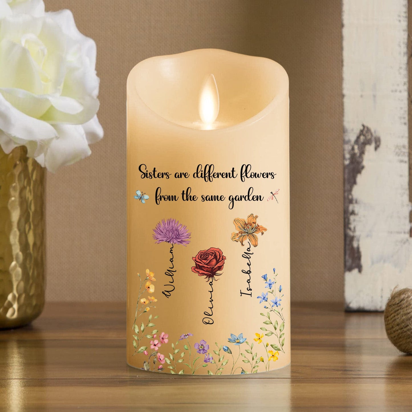 Flowers Friends - Personalized Custom LED Candle