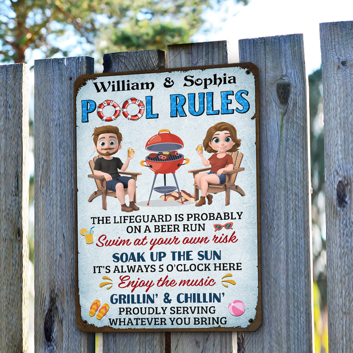 Pool Rules - Personalized Custom Metal Sign