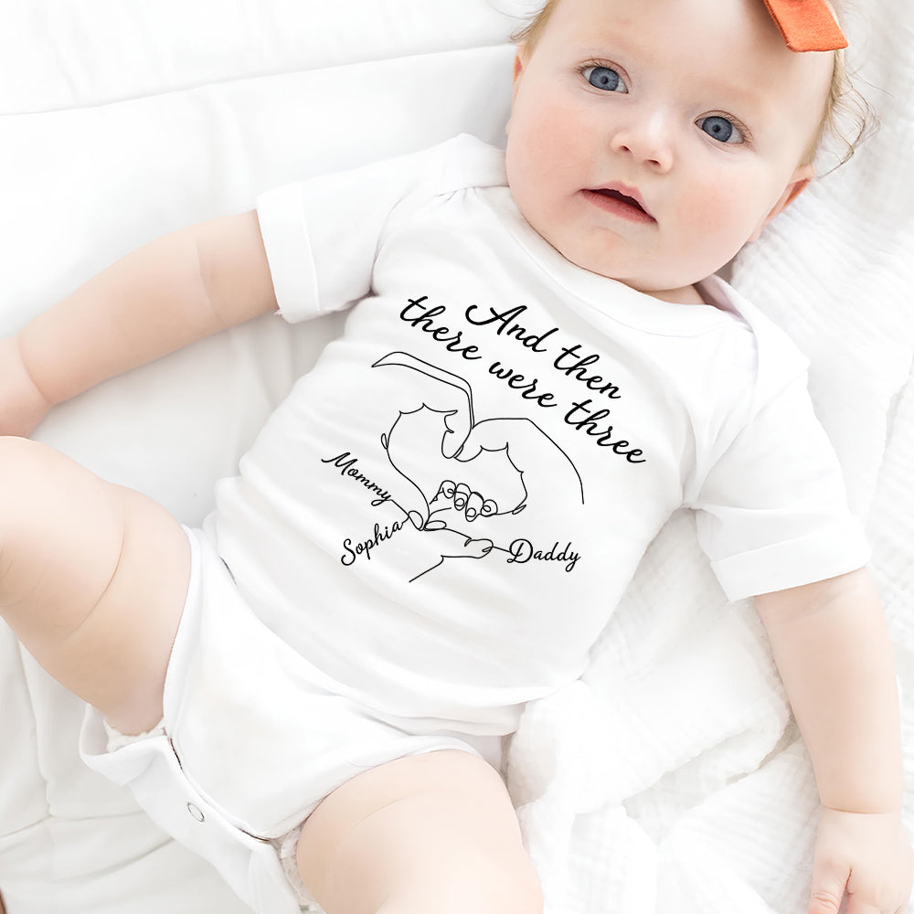 And Then There Were Three - Personalized Custom Baby Onesie