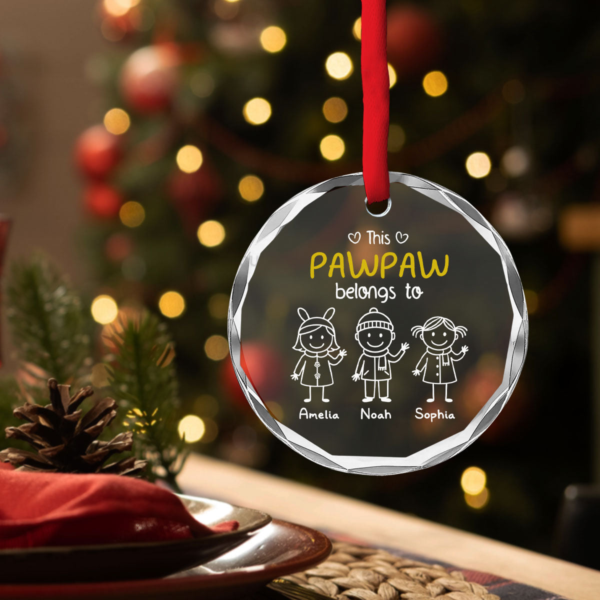 Cherished By His Little Reindeer - Personalized Custom Glass Ornament