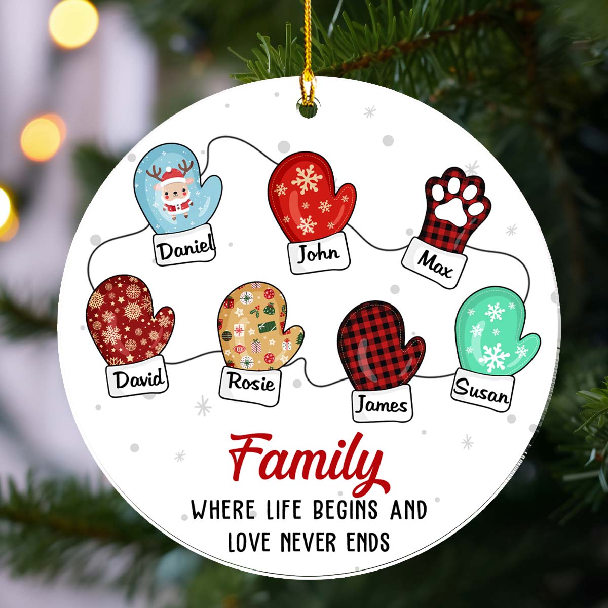 Family Where Life Begins And Love Never Ends - Personalized Custom Acrylic Ornament