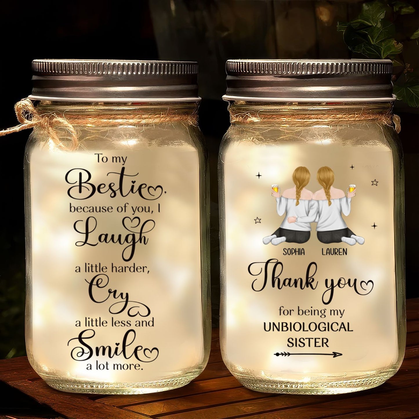 Better Together, Always And Forever - Personalized Custom Mason Jar Light