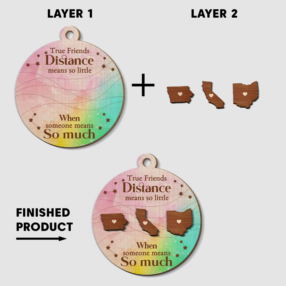 True Friendship Resists Time - Personalized Custom Freeshape 2-Layered Wood Ornament