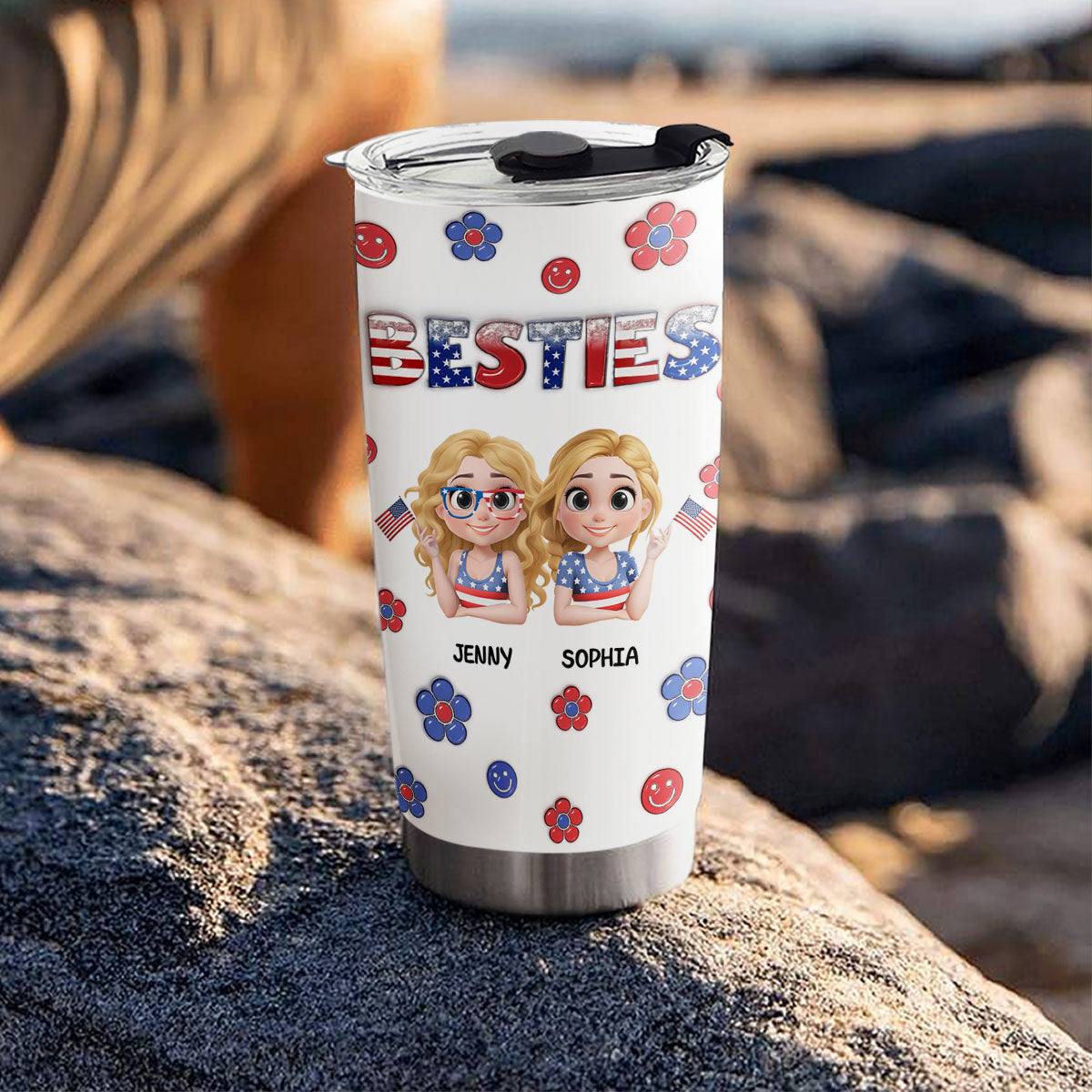 American Besties  - Personalized Custom 3D Inflated Effect Tumbler