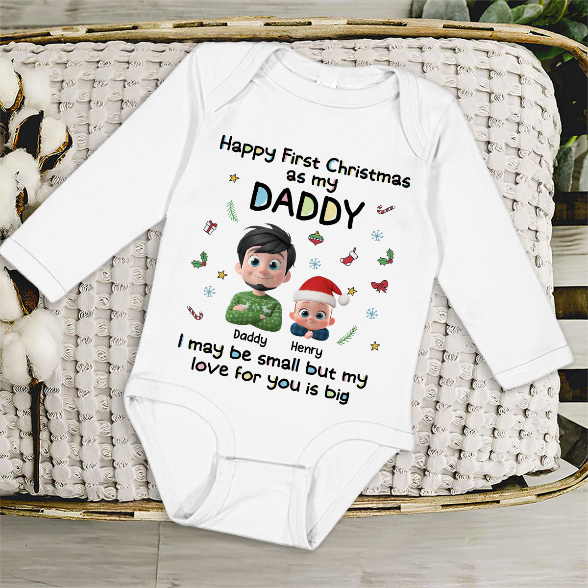 First Christmas With Baby - Personalized Custom Long Sleeve Baby Onesie