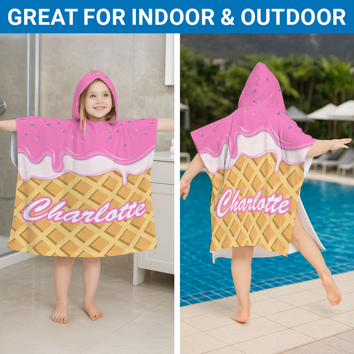 Ice Cream - Personalized Custom Hooded Beach Towel