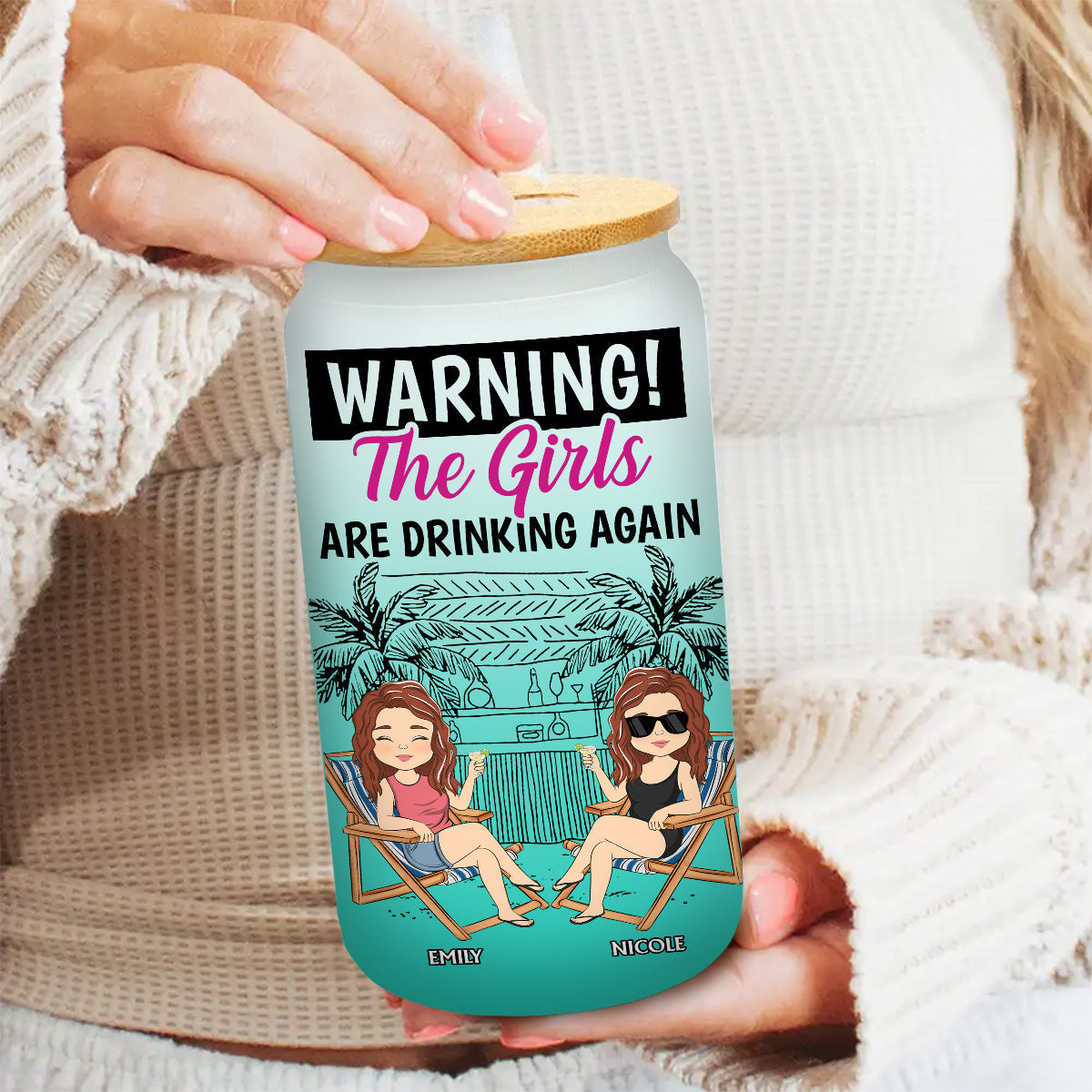 The Girls Are Drinking Again  - Personalized Custom Ombre Frosted Glass Can
