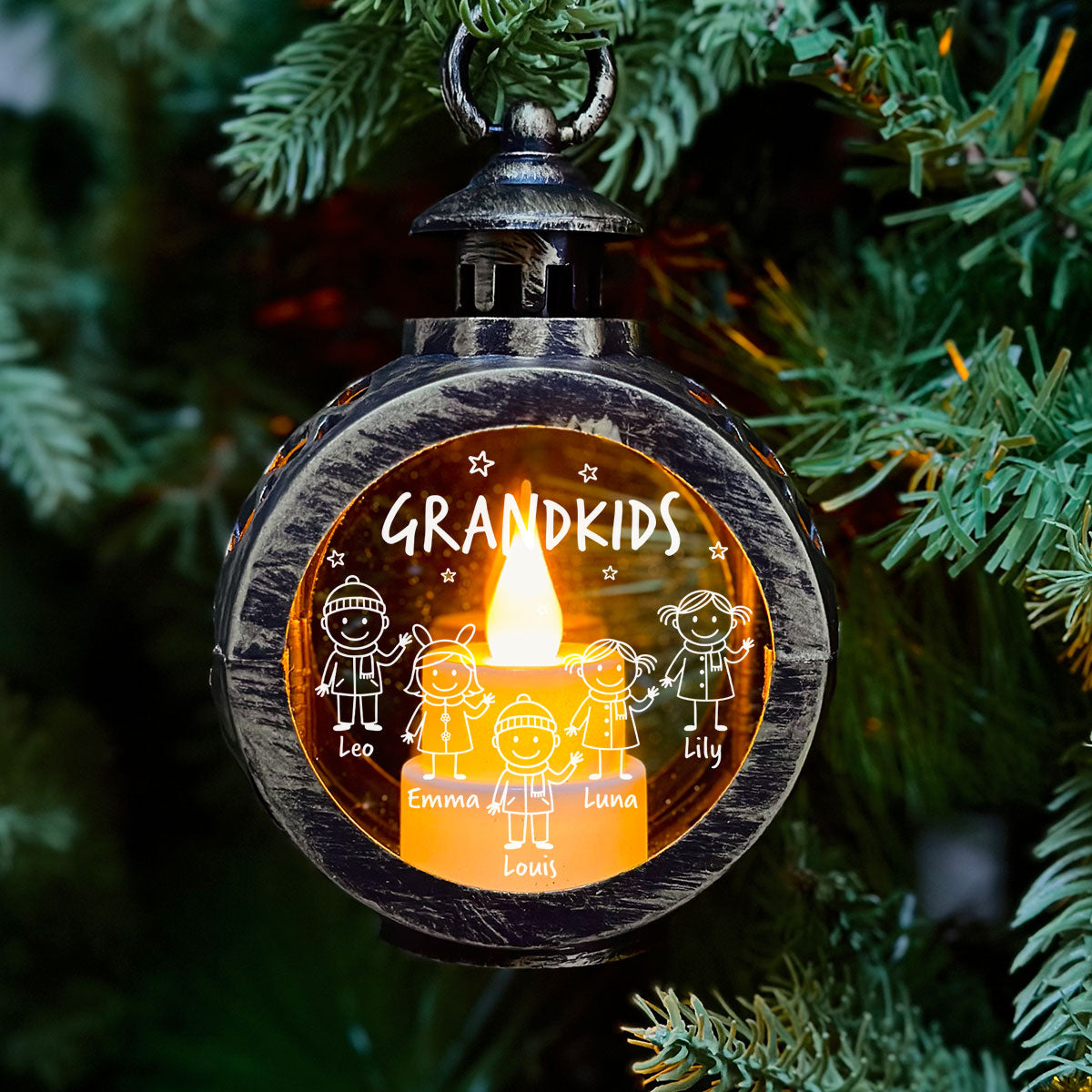 Grandkids Make Life Grand - Personalized Custom Christmas Lantern