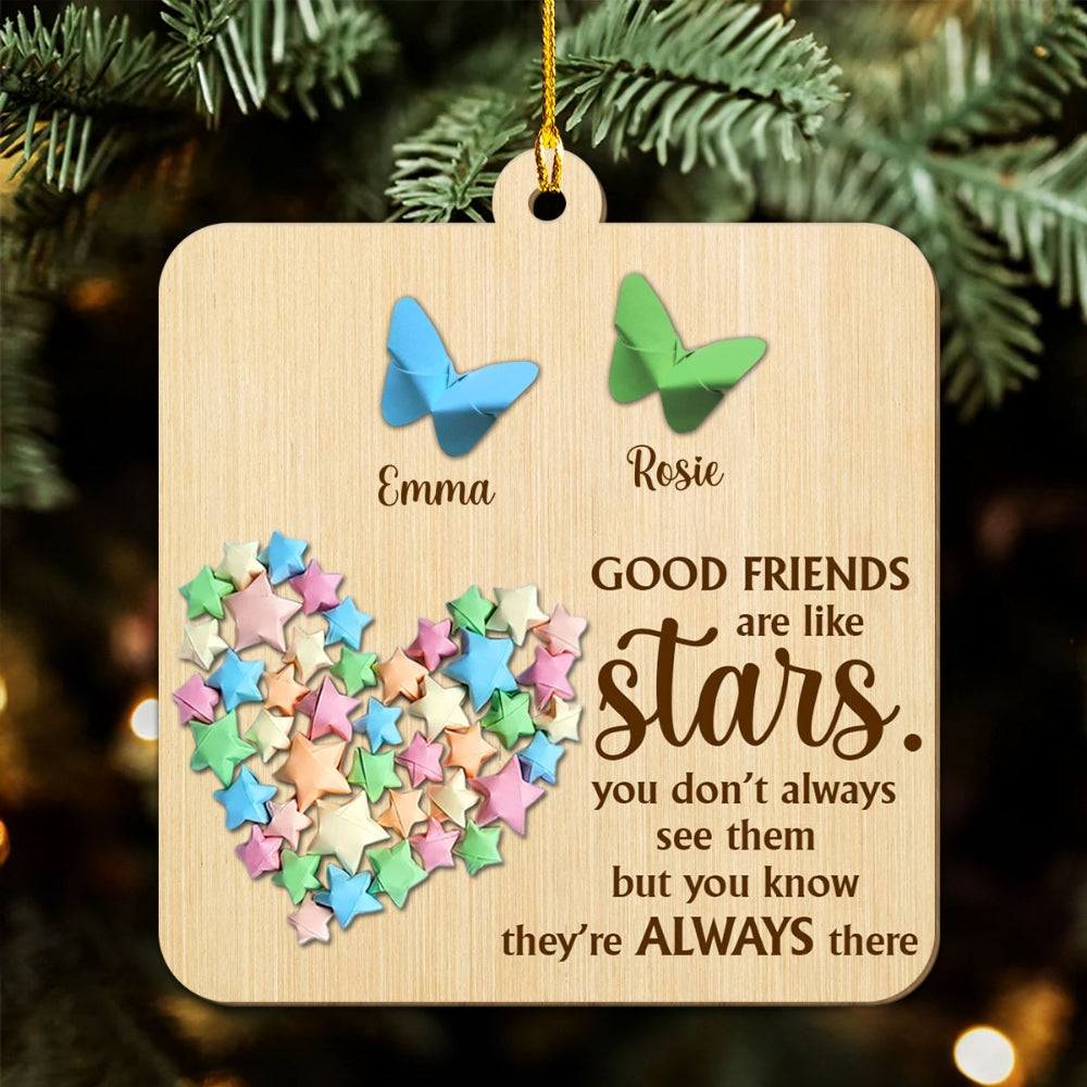 Friends Are Twinkling Stars - Personalized Custom Wood Ornament