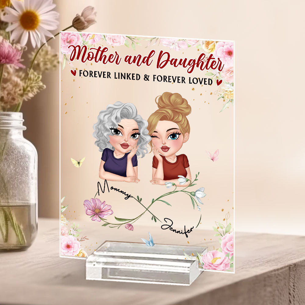 Forever Linked And Forever Loved - Personalized Custom Acrylic Plaque With Base