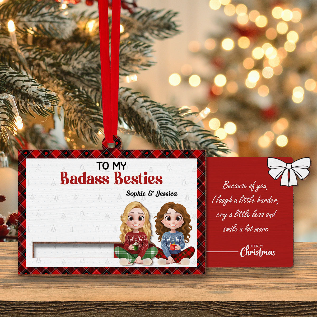 To My Badass Bestie - Personalized Custom Slide Ornament