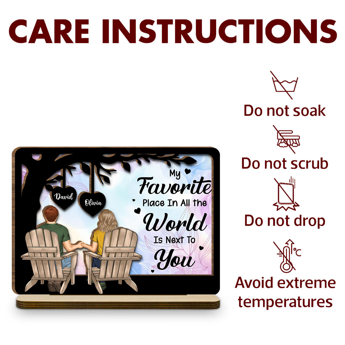 My Favorite Place - Personalized Custom 2-Layer Wood Plaque With Flat Base