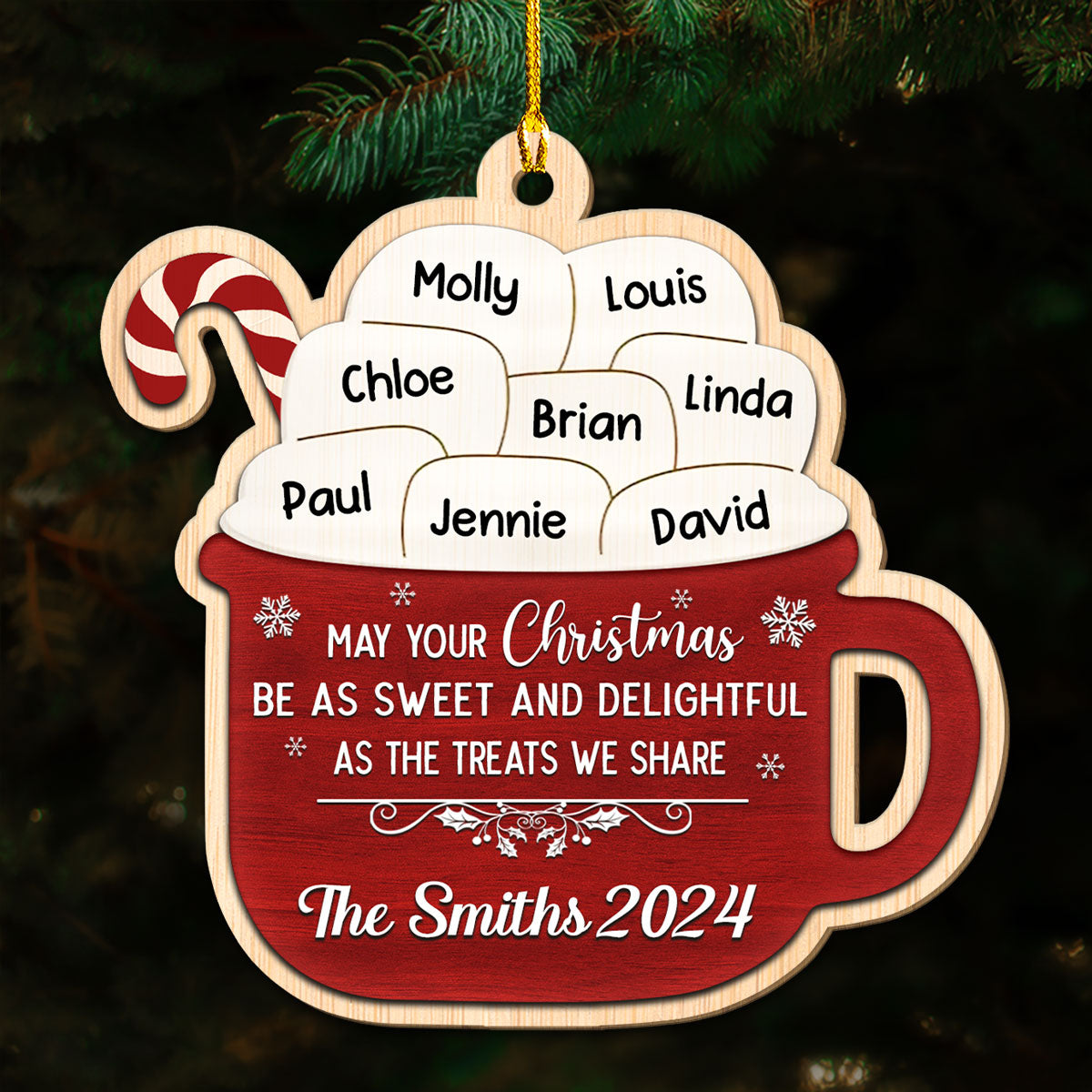 Hot Cocoa Sweet And Delightful - Personalized Custom Wood Ornament