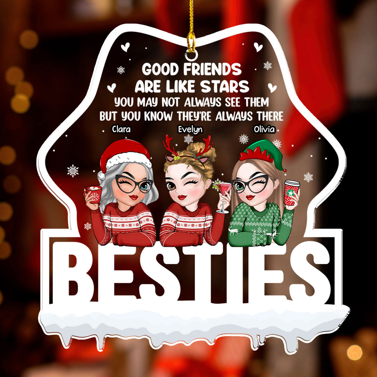 Good Friends Are Always There - Personalized Custom Acrylic Ornament