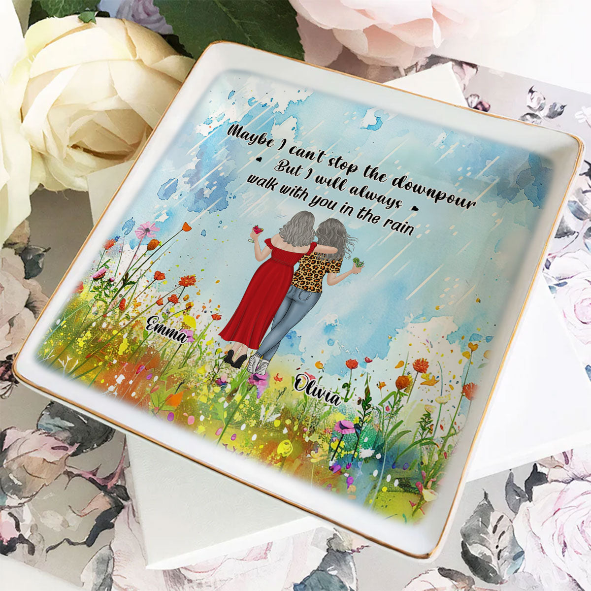 Walk With You In The Rain - Personalized Custom Jewelry Dish