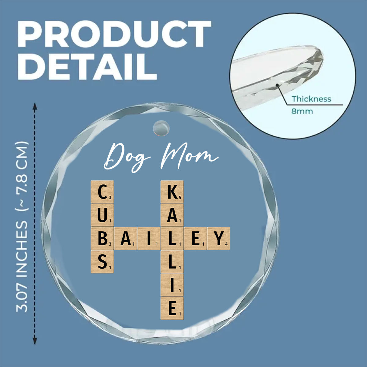 Dog Mom Vibes - Personalized Custom Glass Ornament