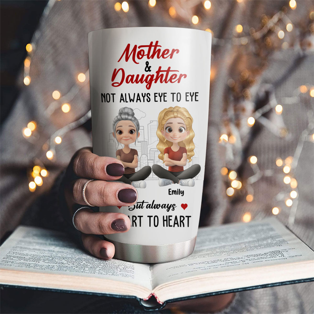 Mother And Daughter Always Connected - Personalized Custom Tumbler