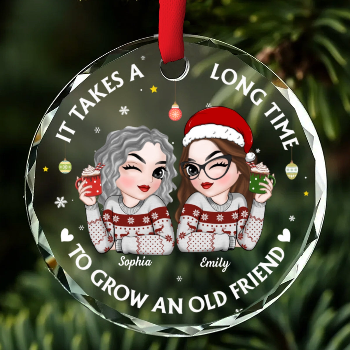 Lets Be Friends Until We Are Old - Personalized Custom Glass Ornament