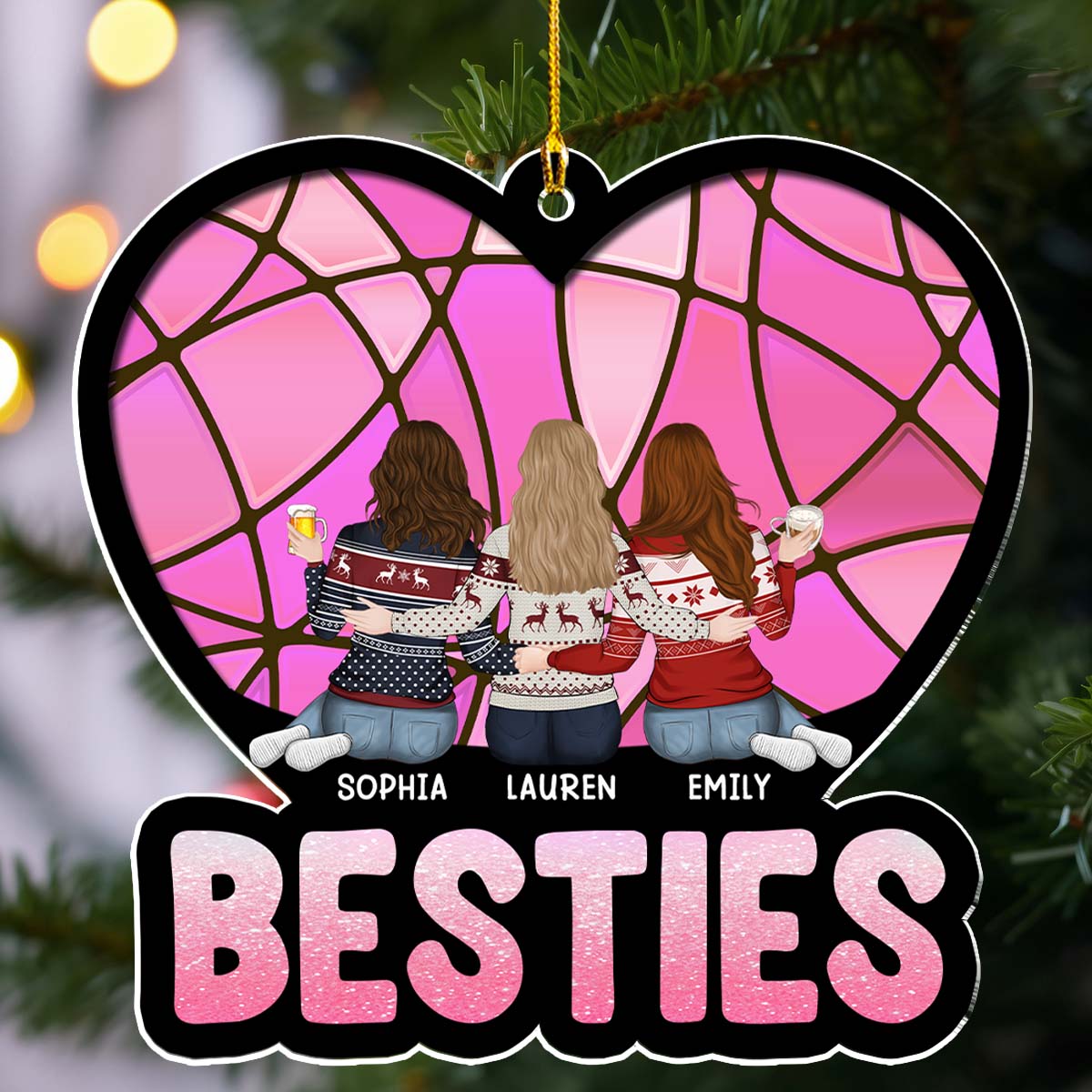 Christmas Besties - Personalized Custom Acrylic Ornament