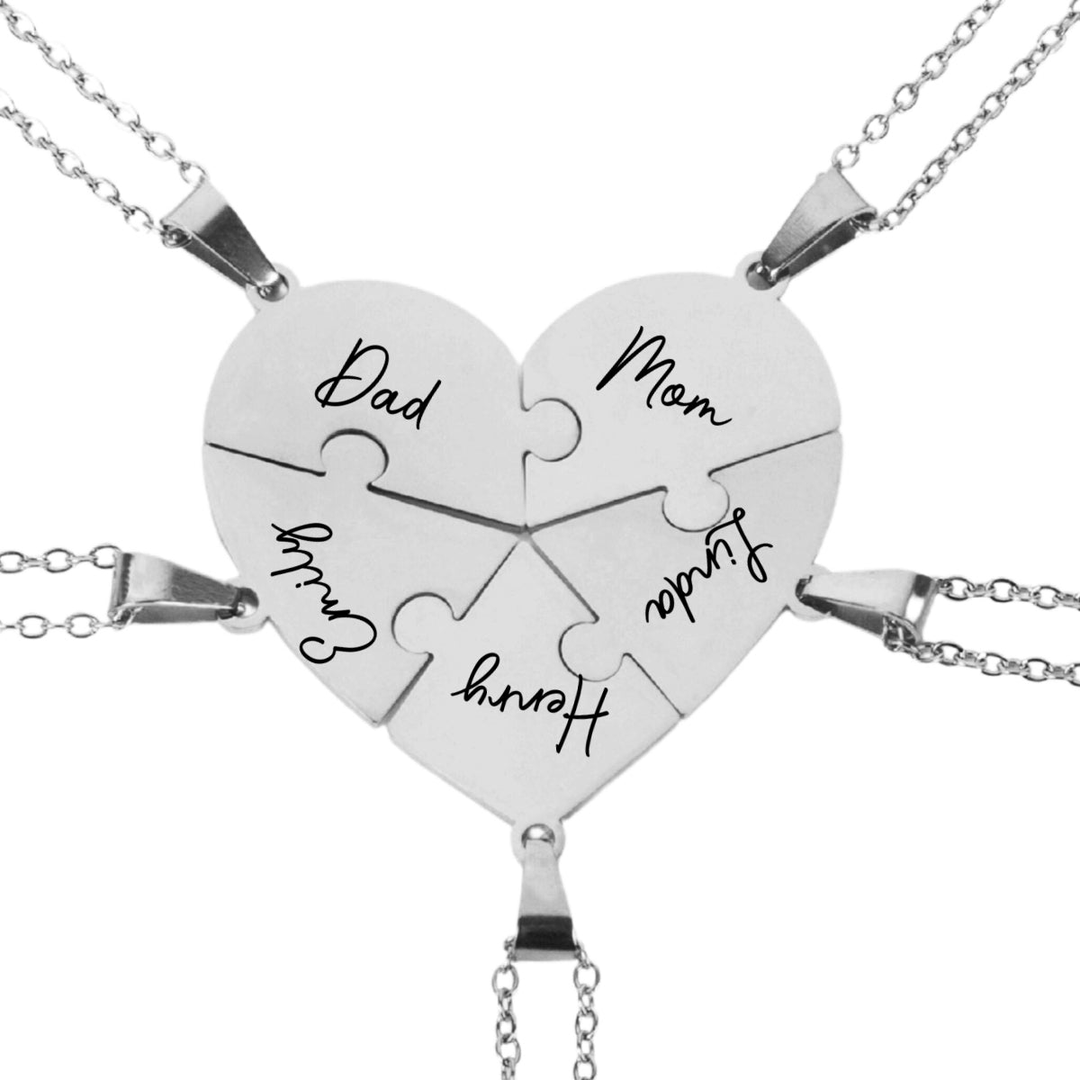 Always Connected By Heart - Personalized Custom Heart Puzzle Necklace