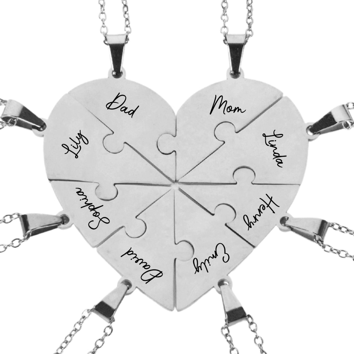 Always Connected By Heart - Personalized Custom Heart Puzzle Necklace
