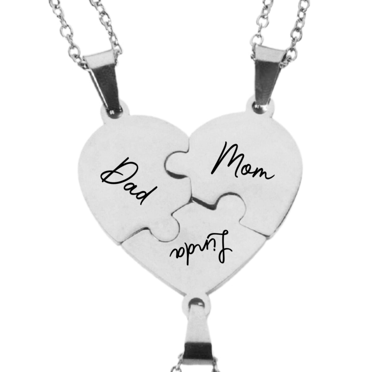 Always Connected By Heart - Personalized Custom Heart Puzzle Necklace