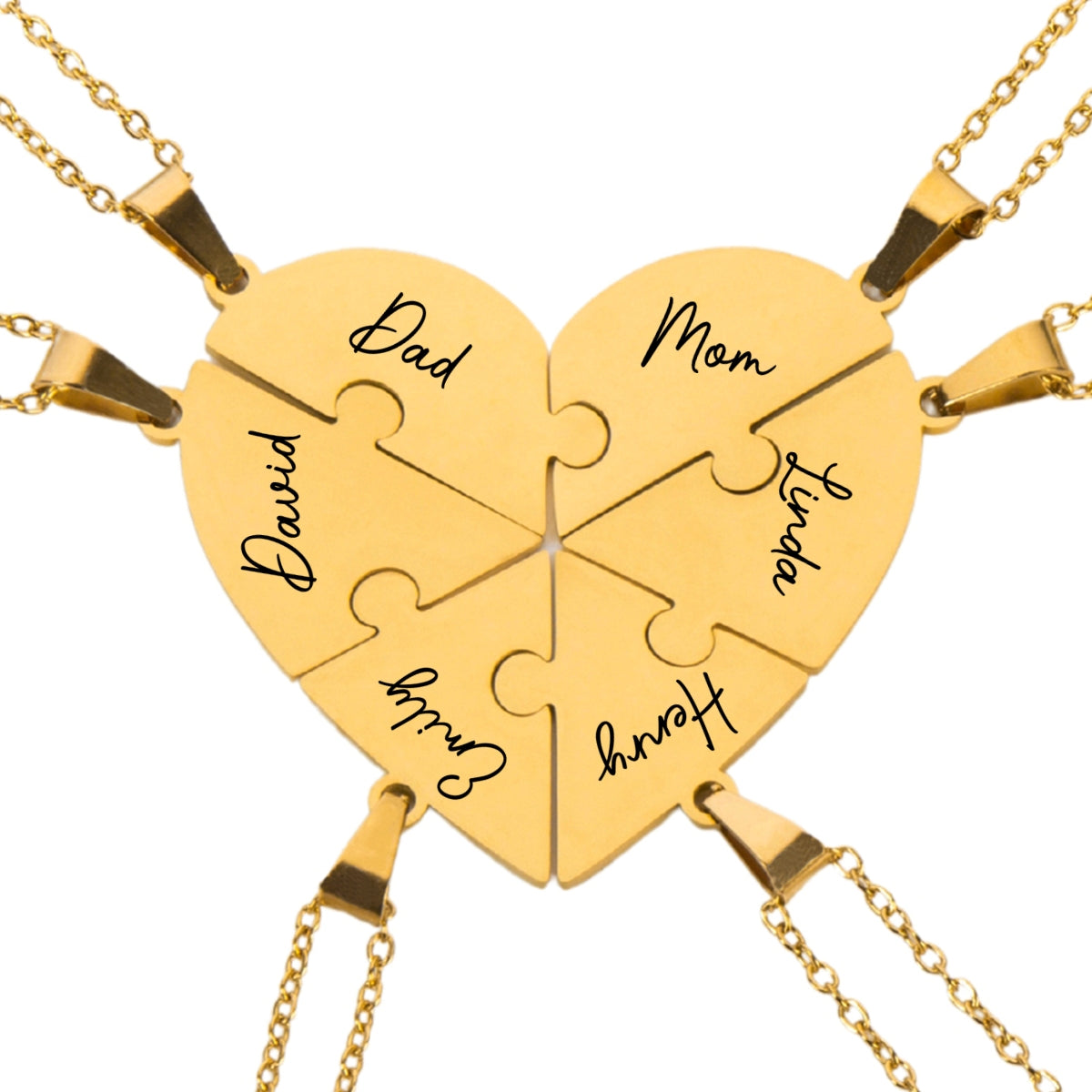 Always Connected By Heart - Personalized Custom Heart Puzzle Necklace