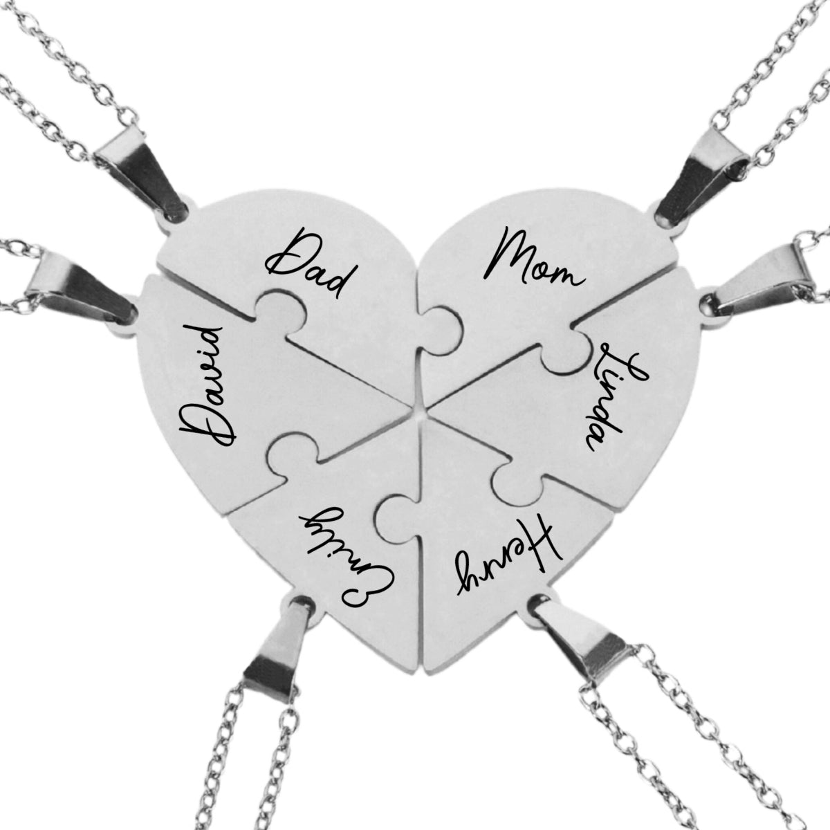 Always Connected By Heart - Personalized Custom Heart Puzzle Necklace