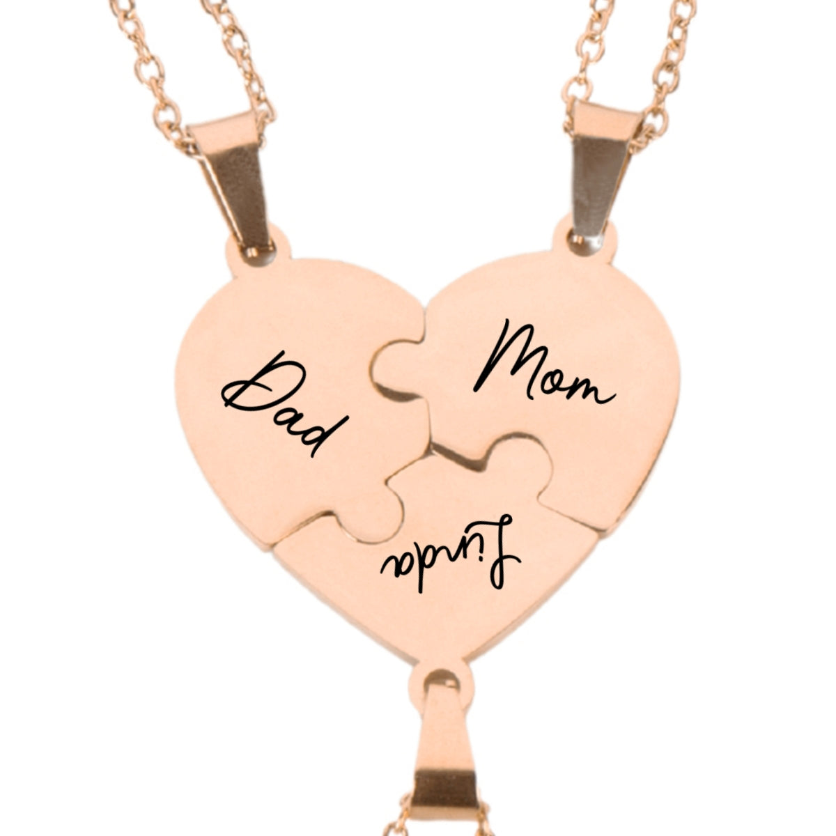 Always Connected By Heart - Personalized Custom Heart Puzzle Necklace