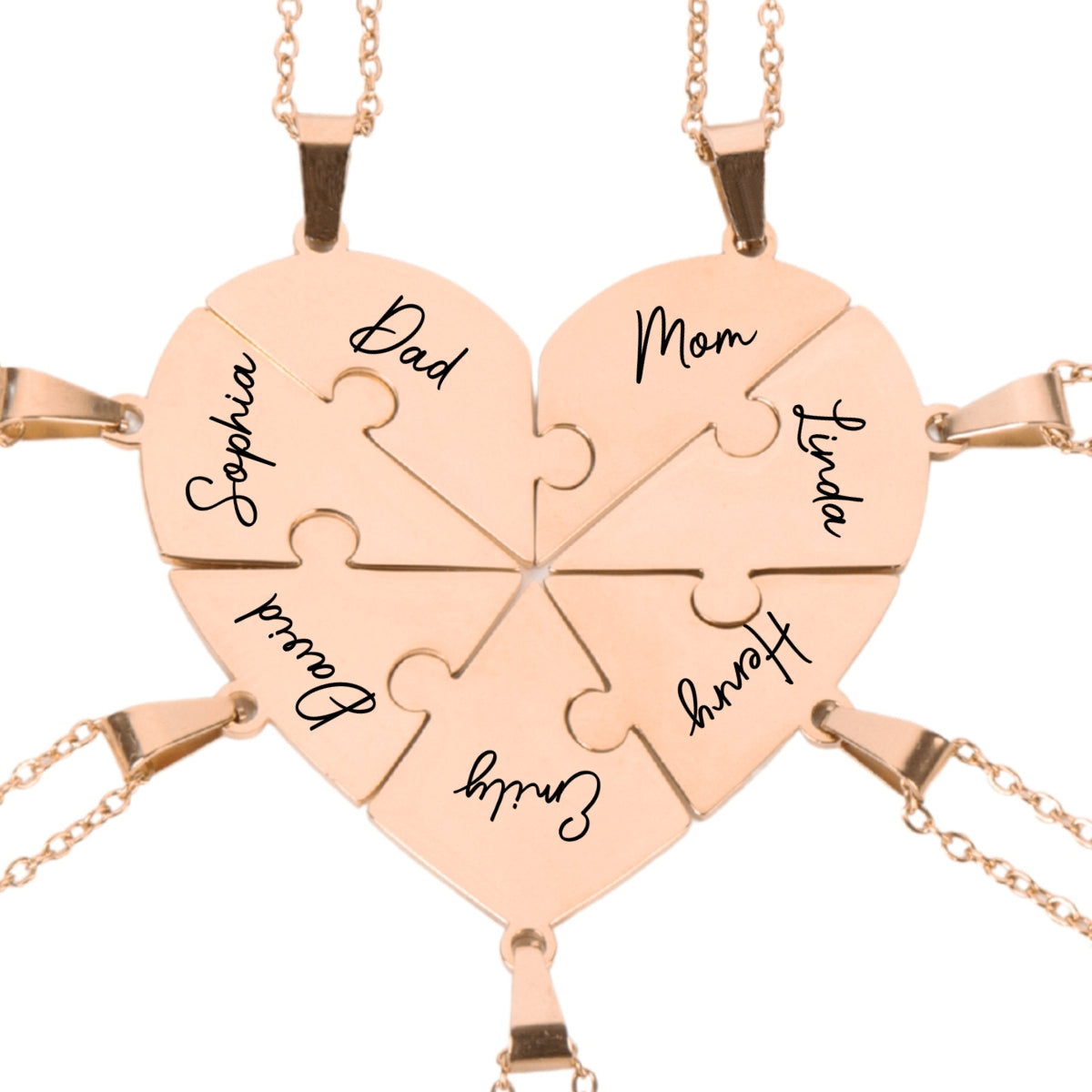 Always Connected By Heart - Personalized Custom Heart Puzzle Necklace