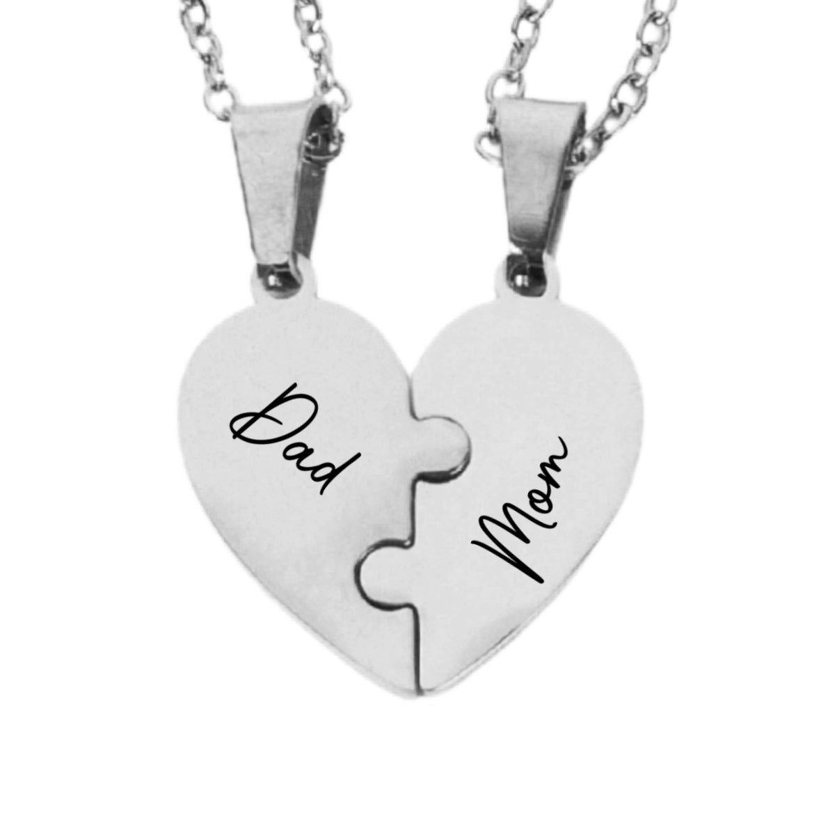 Always Connected By Heart - Personalized Custom Heart Puzzle Necklace
