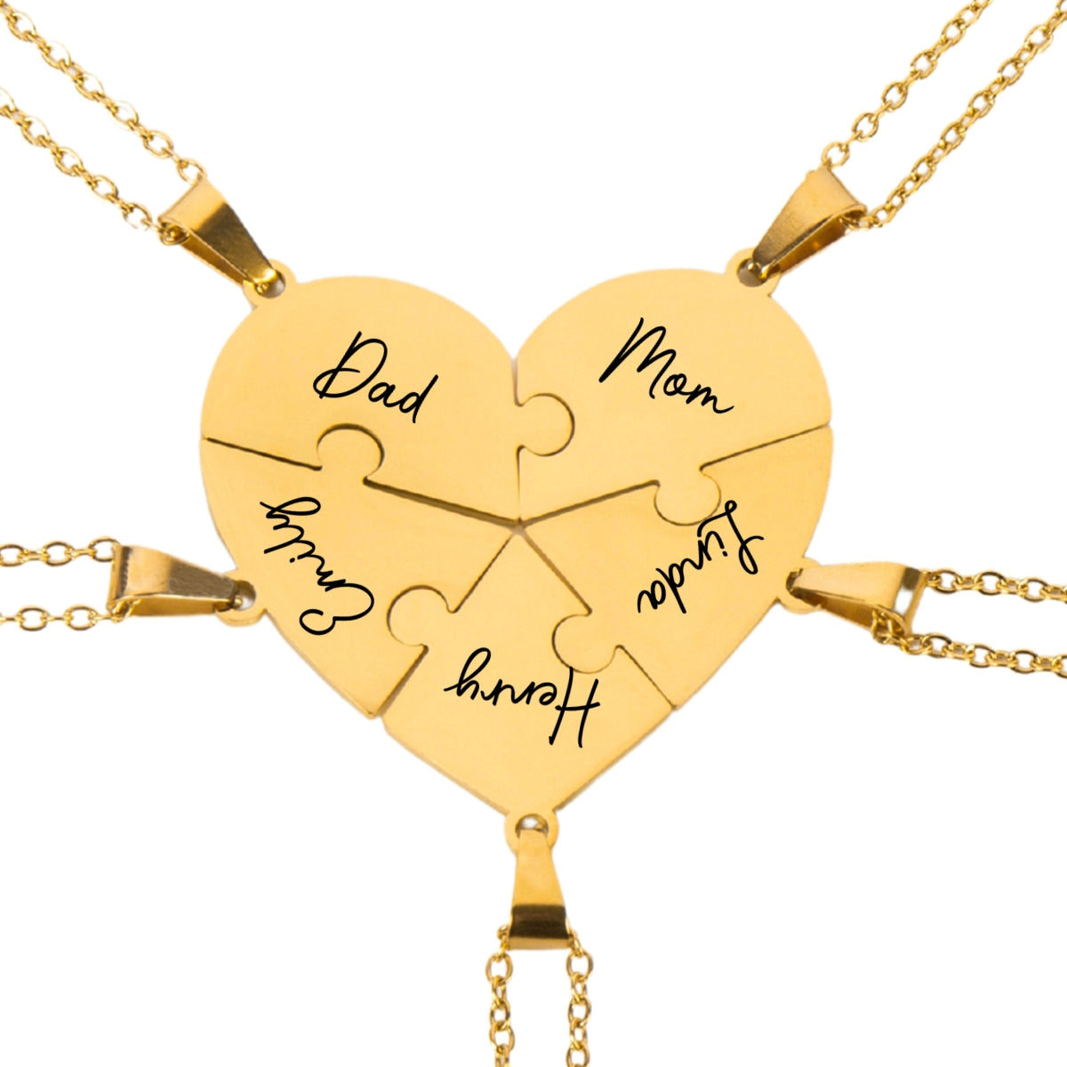 Always Connected By Heart - Personalized Custom Heart Puzzle Necklace