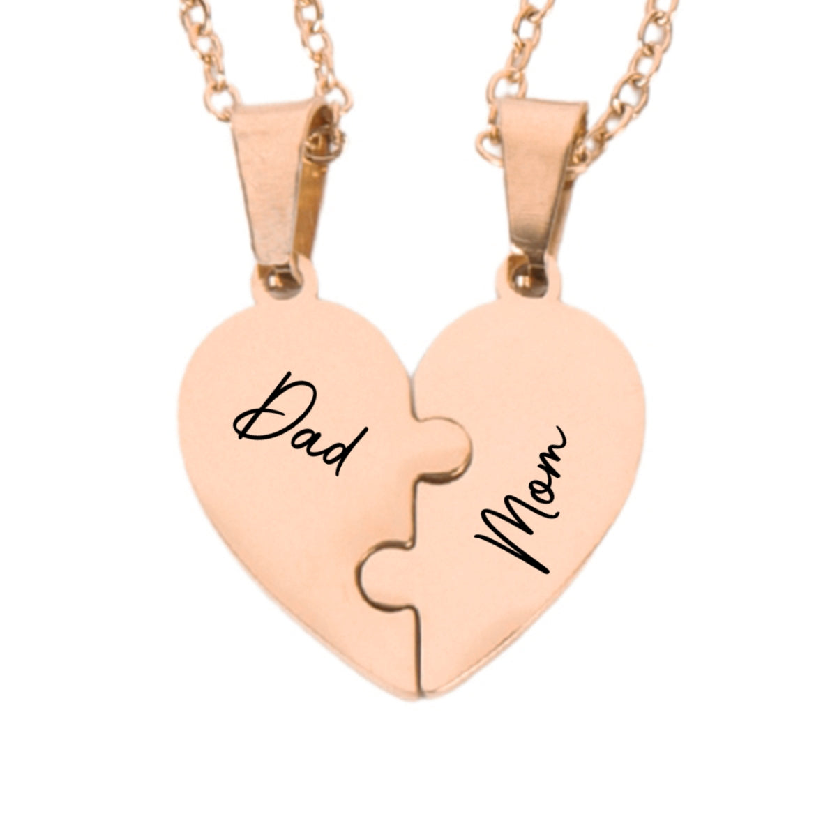 Always Connected By Heart - Personalized Custom Heart Puzzle Necklace