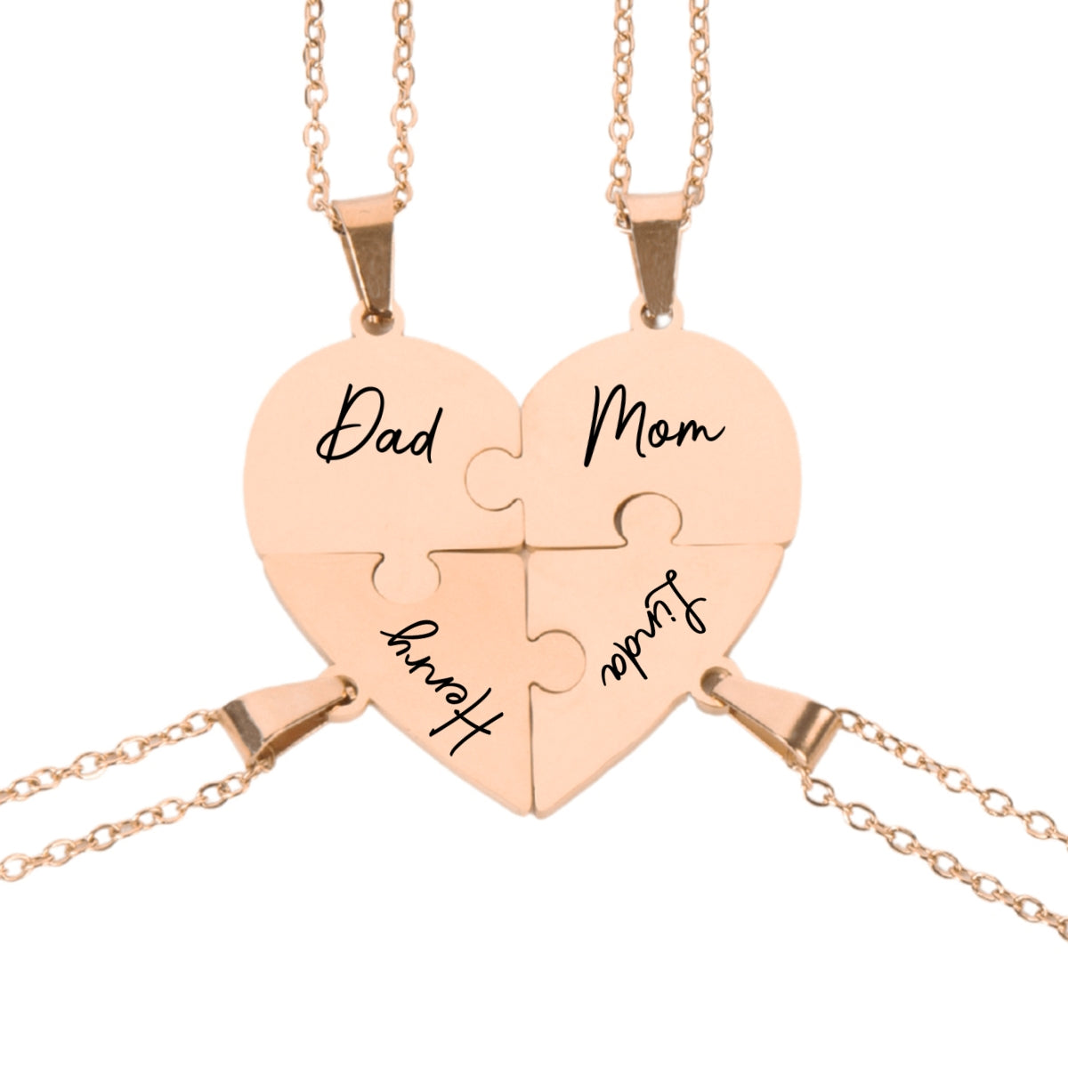 Always Connected By Heart - Personalized Custom Heart Puzzle Necklace