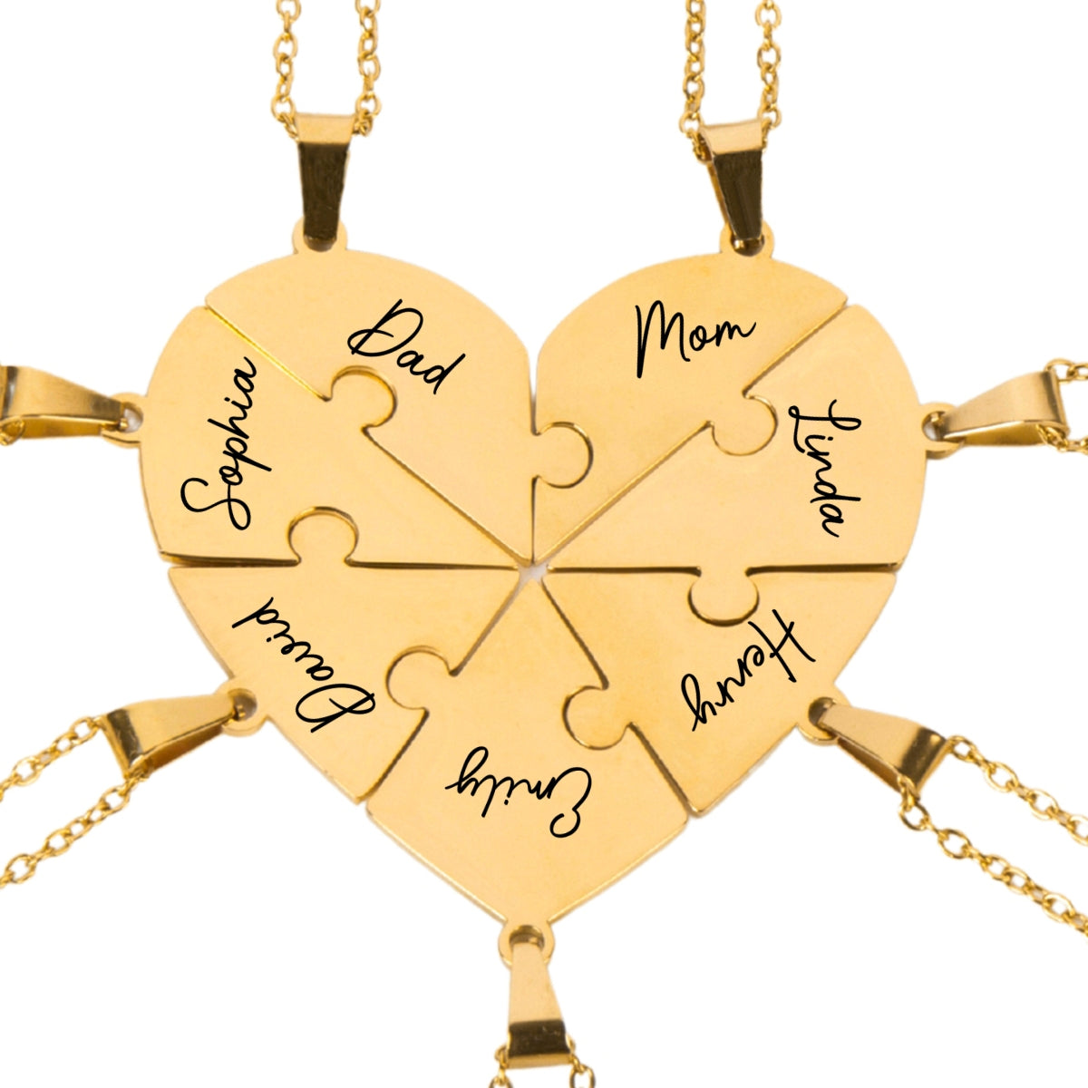 Always Connected By Heart - Personalized Custom Heart Puzzle Necklace