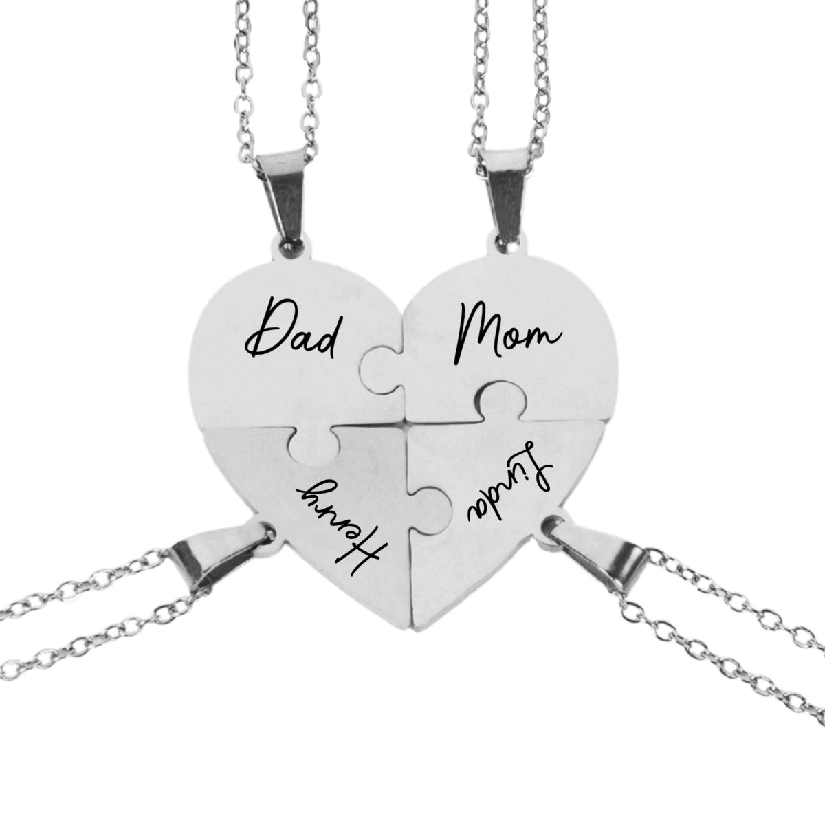 Always Connected By Heart - Personalized Custom Heart Puzzle Necklace