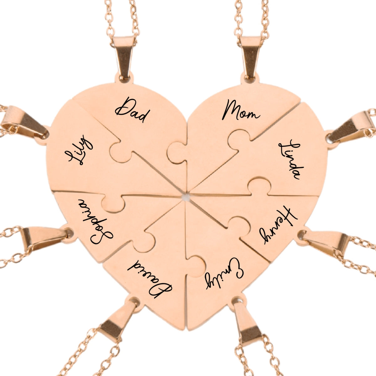 Always Connected By Heart - Personalized Custom Heart Puzzle Necklace