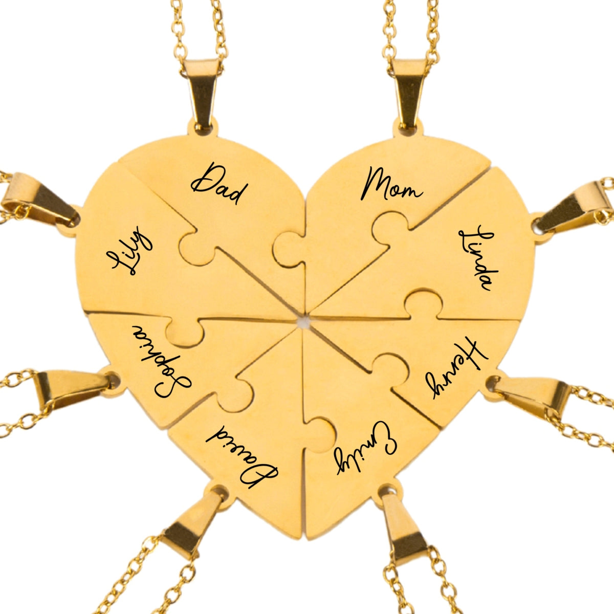 Always Connected By Heart - Personalized Custom Heart Puzzle Necklace