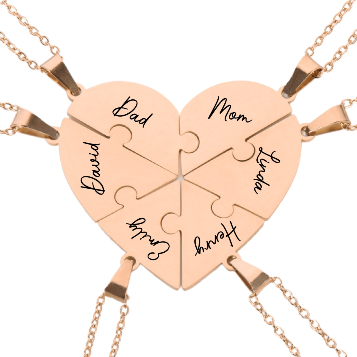 Always Connected By Heart - Personalized Custom Heart Puzzle Necklace