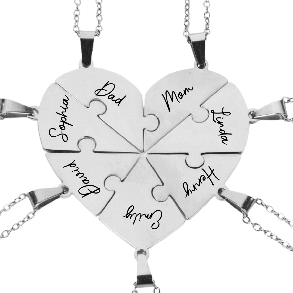 Always Connected By Heart - Personalized Custom Heart Puzzle Necklace