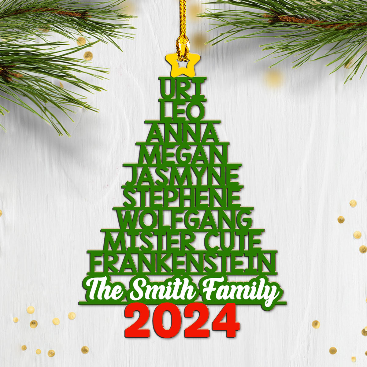 Family Name - Personalized Custom Wood Ornament
