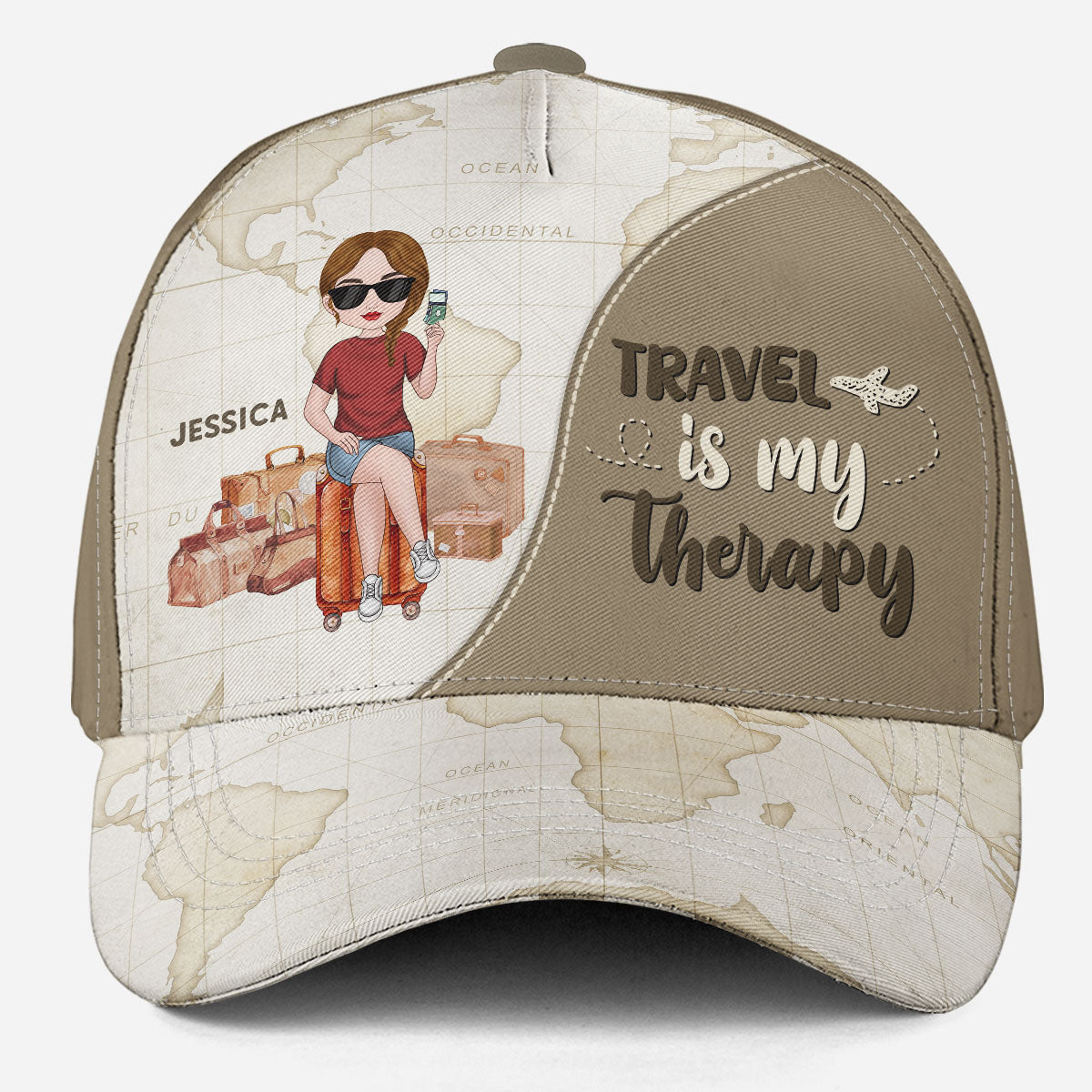 Travel Is My Therapy - Personalized Custom Classic Cap
