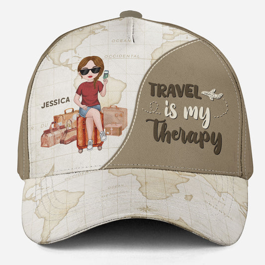 Travel Is My Therapy - Personalized Custom Classic Cap