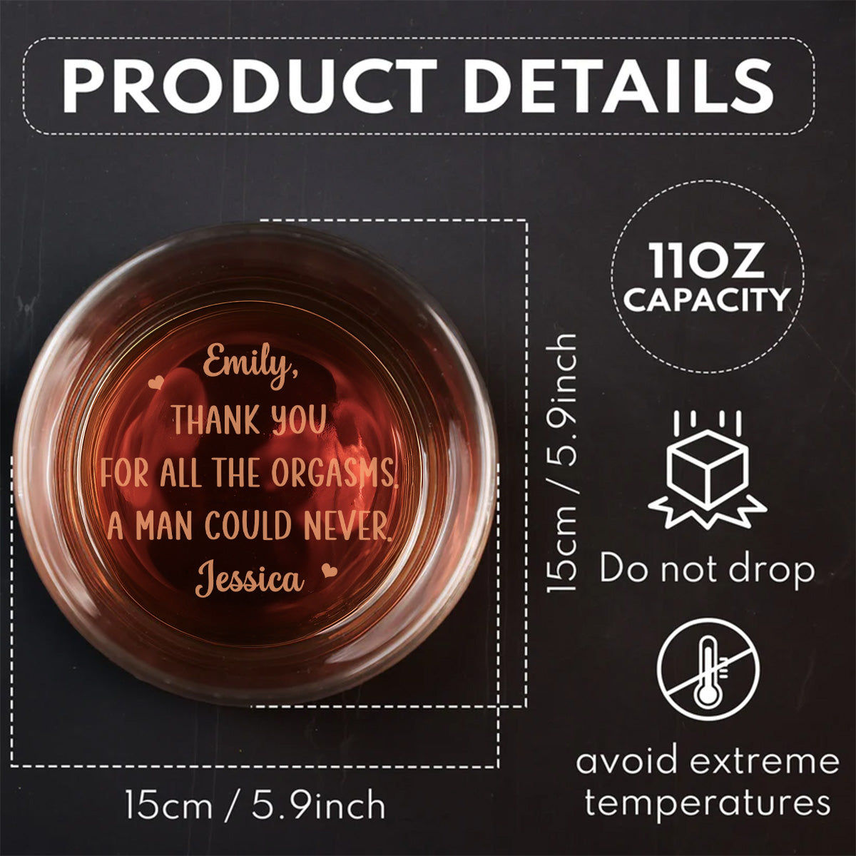 A Man Could Never Babe - Personalized Custom Engraved Whiskey Glass