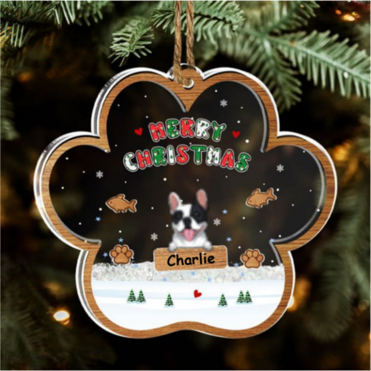 Merry Christmas Ver Pet - Personalized Custom Acrylic Shaker Ornament
