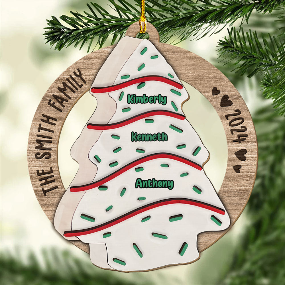 Oh Family Christmas Tree - Personalized Custom Wood Ornament