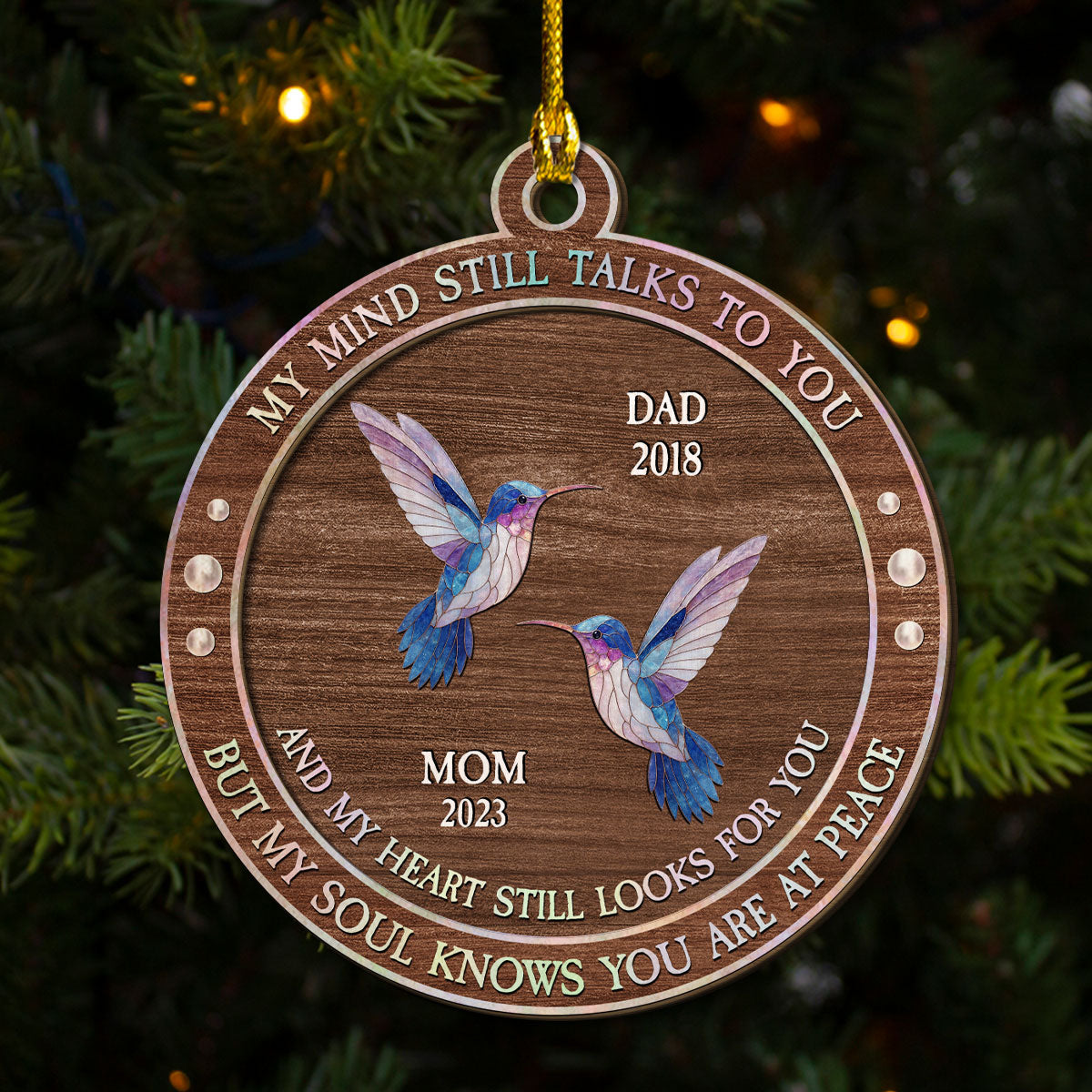 My Mind My Heart Mother Of Pearl - Personalized Custom Freeshape 2-Layered Wood Ornament