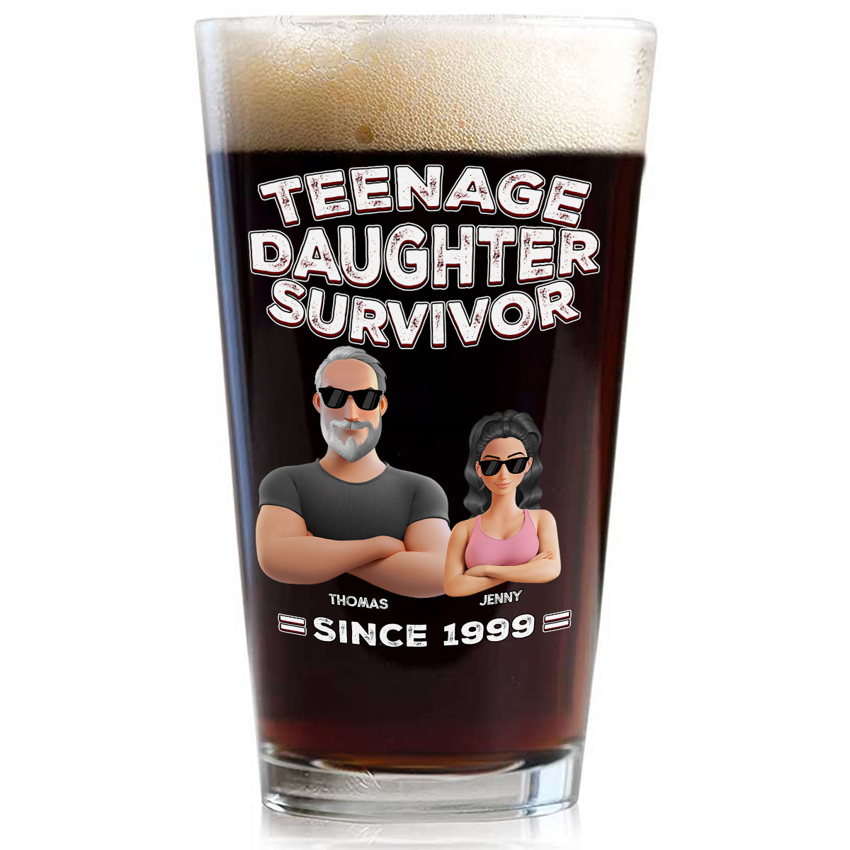 Teenage Daughter Survivor - Personalized Custom Beer Glass